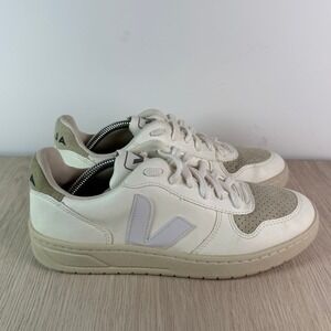 Veja V-10 Sneakers Extra White Sahara Leather Suede Low Top Womens Size 7 EUR 38